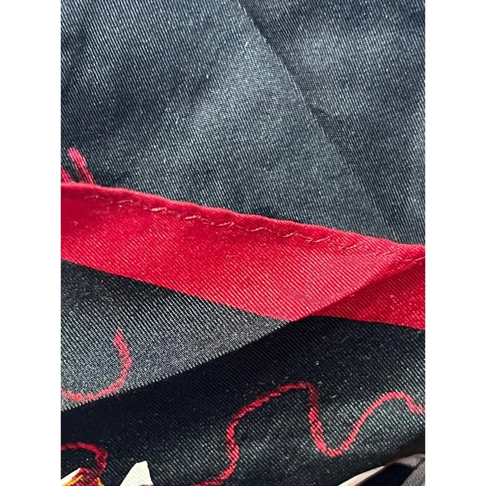 Vintage Style Ice Skate Holly Christmas Scarf Black‎ Red Square Holiday